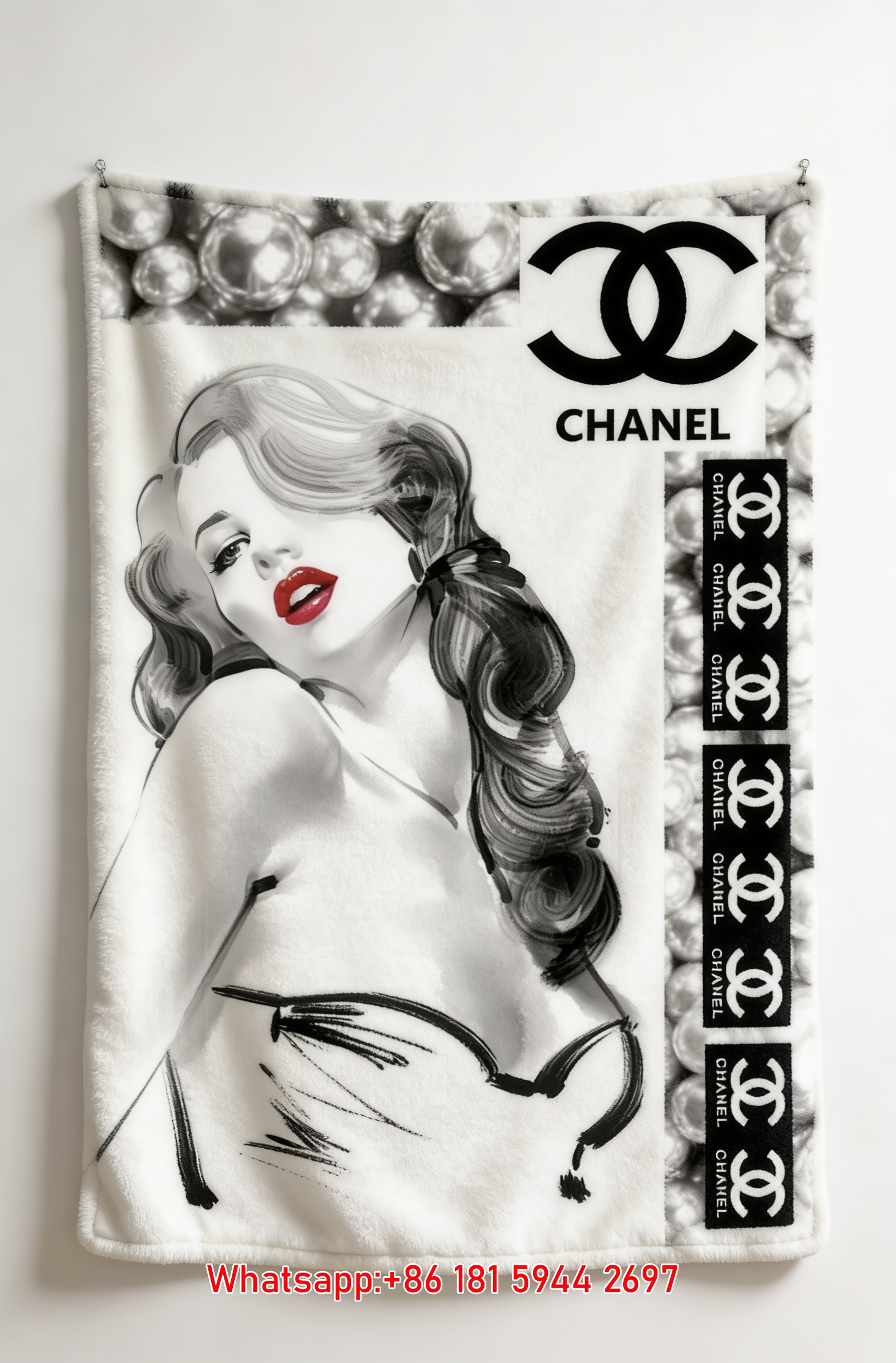 Chanel Style Glamour Lady Flannel Throw Blanket IMG_7363